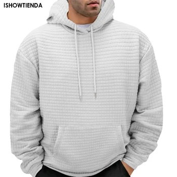 Однотонные толстовки для мужчин Американская теплая толстовка Уличная мода Повседневный мужской свободный дышащий пуловер Бренд Hoody