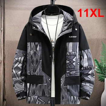 Плюс Размер 10XL 11XL Куртка Мужская Уличная одежда в стиле хип-хоп, куртка в стиле пэчворк, Пальто, Мужские Куртки с капюшоном, Большой Размер 10XL 11XL