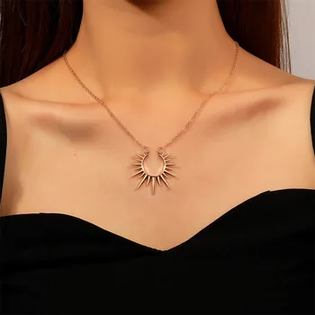 Роскошное открытое ожерелье в виде цветка Солнца для женщин Винтажное нерегулярное позолоченное ожерелье Модные украшения для свадебной вечеринки