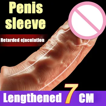 Рукав для увеличения пениса на 23 см, многоразовый презерватив, задержка эякуляции, секс-игрушки для мужчин, интимные товары, секс-шоп