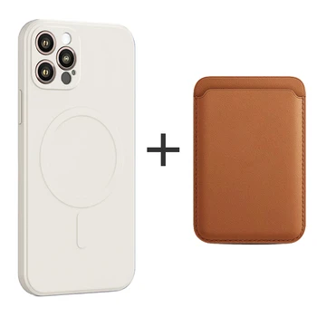 Силиконовый чехол для телефона с бумажником и держателем для карт для iPhone 15 14 13 12 11 Pro Max Mini XS 8 Plus для беспроводной зарядки Magsafe Мягкий чехол