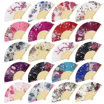 Складной веер Бамбуковые ручные веера Китайский Японский Элегантный Цветочный веер для женщин и девочек
