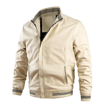 Хлопчатобумажная мужская куртка 2023 года, Новая весенне-осенняя уличная модная куртка, пальто, мужская повседневная Классическая тонкая куртка с воротником-стойкой