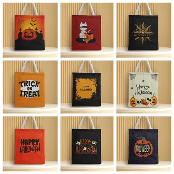 Холщовая сумка на Хэллоуин, Тканевая сумка с принтом на Хэллоуин, сумка с принтом на Хэллоуин, сумка в виде тыквы, сумки для кошек, холщовые сумки