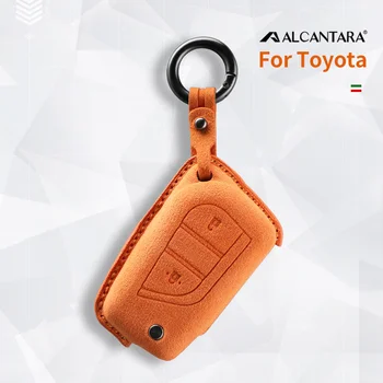 Чехол для автомобильных ключей Smart Remote из Алькантары и замши для Toyota Aygo Hilux Auris Yaris 2018 Аксессуары для брелоков