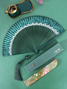 Элегантный складной веер в стиле ретро, Изысканный Резной Однотонный ручной веер, Полупрозрачный Hanfu Cheongsam, Декоративный вентилятор для танцев Abanico