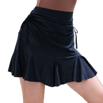 Юбка для латиноамериканских танцев с оборками, черное сексуальное тренировочное платье для взрослых, платье для латиноамериканских танцев для выступлений, танцевальный костюм для сцены