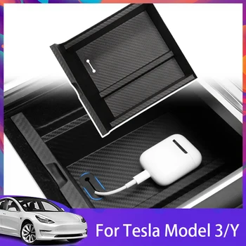 Ящик для хранения TPE для Tesla Model 3 Y 2017-2023 Аксессуары Центральный ящик для хранения управления Центральный Подлокотник Чехол для хранения Tesla Model 3Y